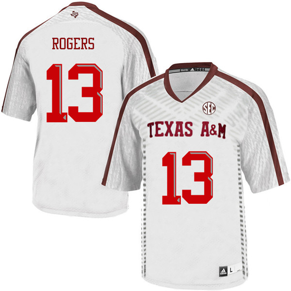 Men #13 Kendrick Rogers Texas A&M Aggies College Football Jerseys Sale-White - Click Image to Close
